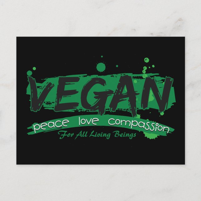 Vegan Peace Kärlek Compassion Vykort (Framsida)