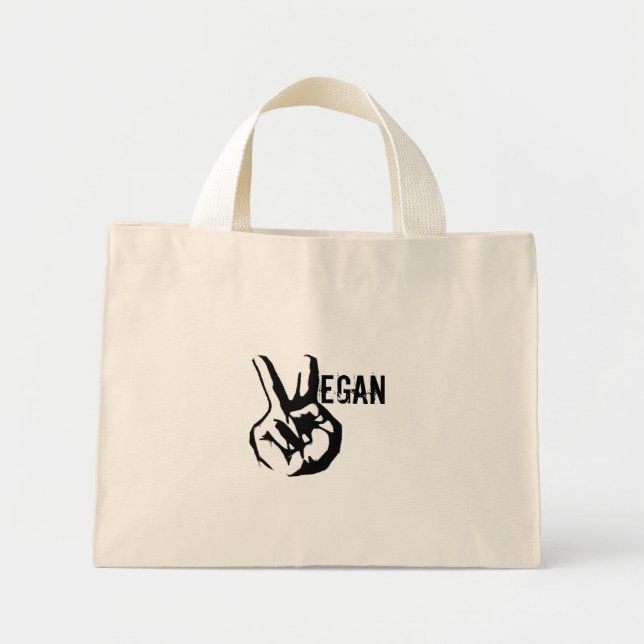Vegan Peace Tote Bag Mini Tygkasse (Framsidan)