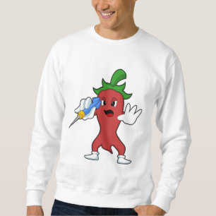 Vegan Pepper at Darts with Dart.PNG Lång Ärmad Tröja