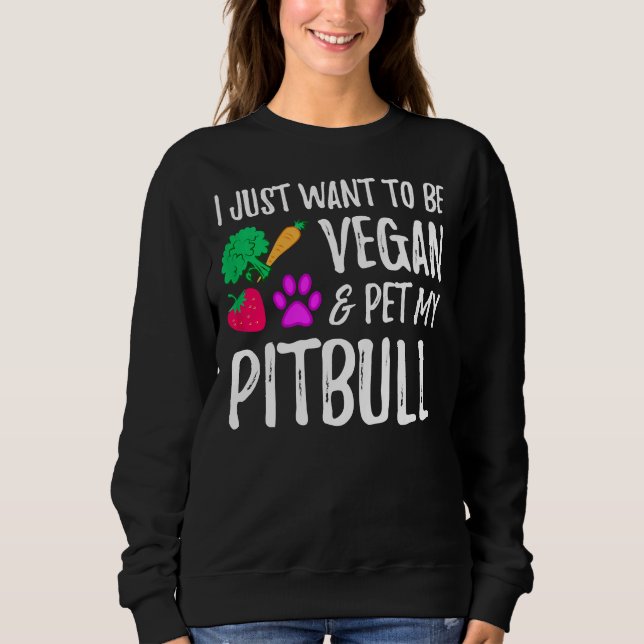 Vegan Pitbull Hund Mamma Funny Vegetarian T Shirt (Framsida)