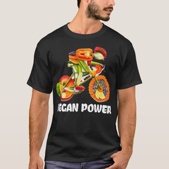 Vegan Power Funny Veggie Tävla Cyclist Vegetarian T Shirt (Framsida)