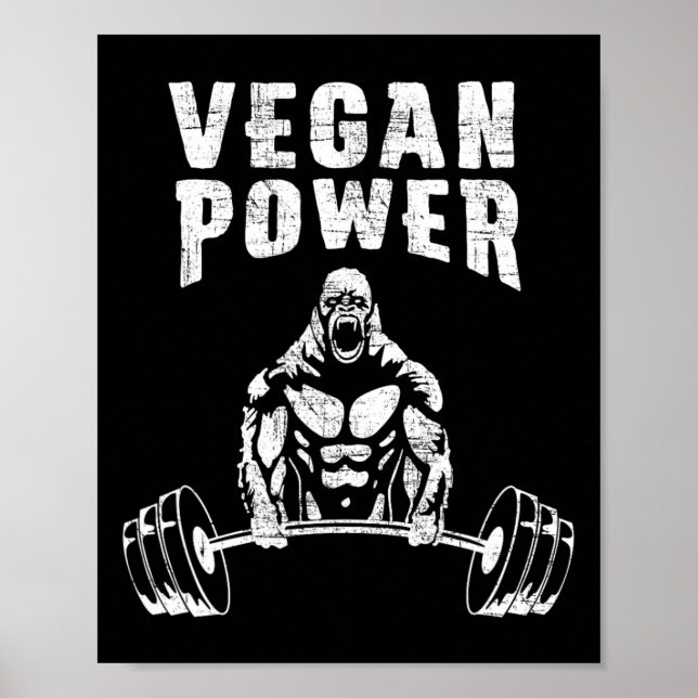 Vegan Power Gorilla Bodybuilding Gym Workout Desig Poster (Framsidan)