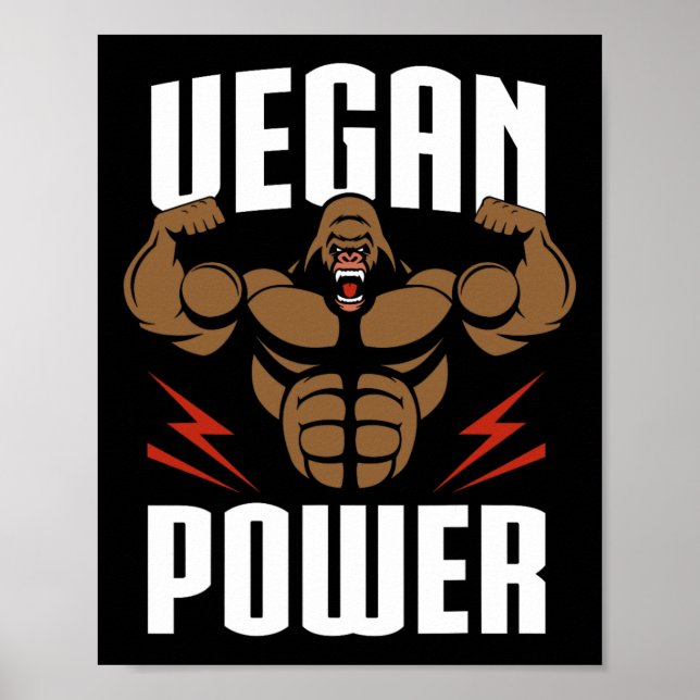 Vegan Power - Gorilla Workout and Gym Bodybuilding Poster (Framsidan)