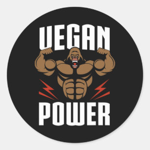 Vegan Power - Gorilla Workout and Gym Bodybuilding Runt Klistermärke