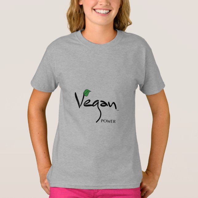 Vegan Power med Grönt Löv Coola Tee Shirt (Framsida)