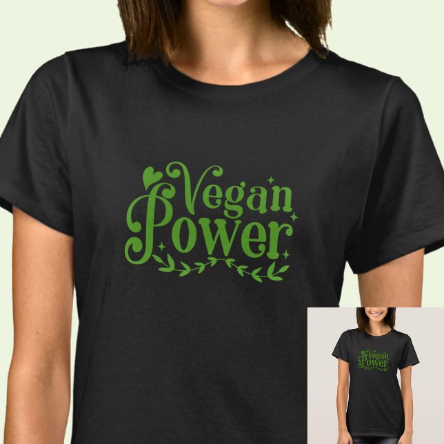 Vegan Power - på Mörk Färg T Shirt (Skapare uppladdad)