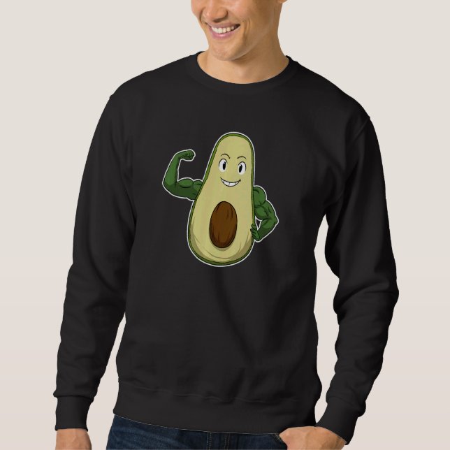 Vegan Power Vegetarian Plant Avocado Bodybuilding Lång Ärmad Tröja (Framsida)