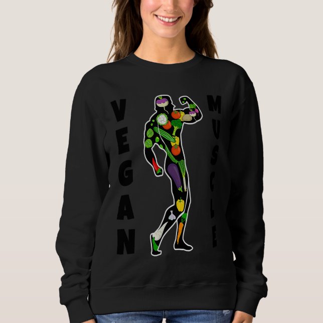 Vegan Power Vegetarian Plant Vegetables Bodybuildi T Shirt (Framsida)