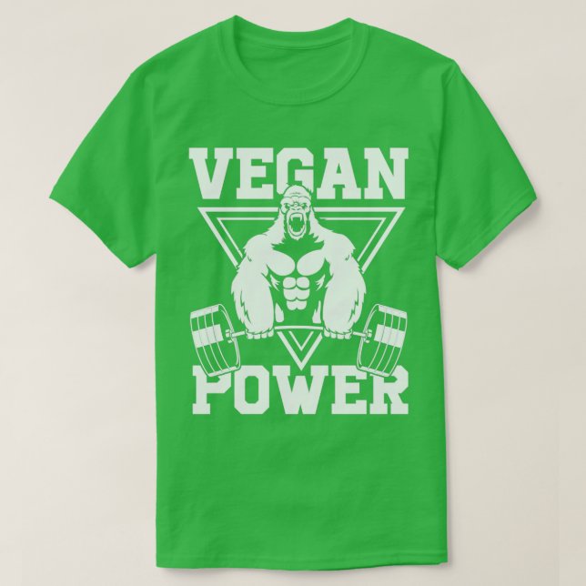 Vegan Power Workout Muscle Gorilla Bodybuilding 3 T Shirt (Design framsida)