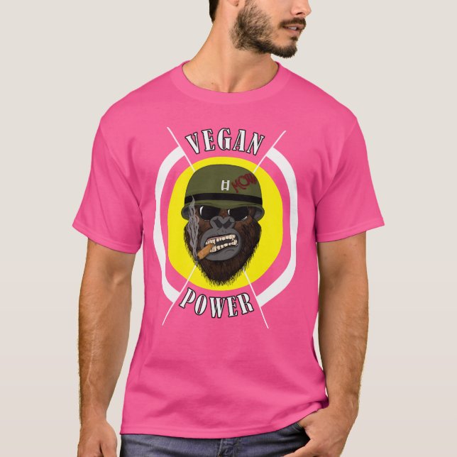 Vegan Power Workout Muscle Gorilla Bodybuilding T Shirt (Framsida)
