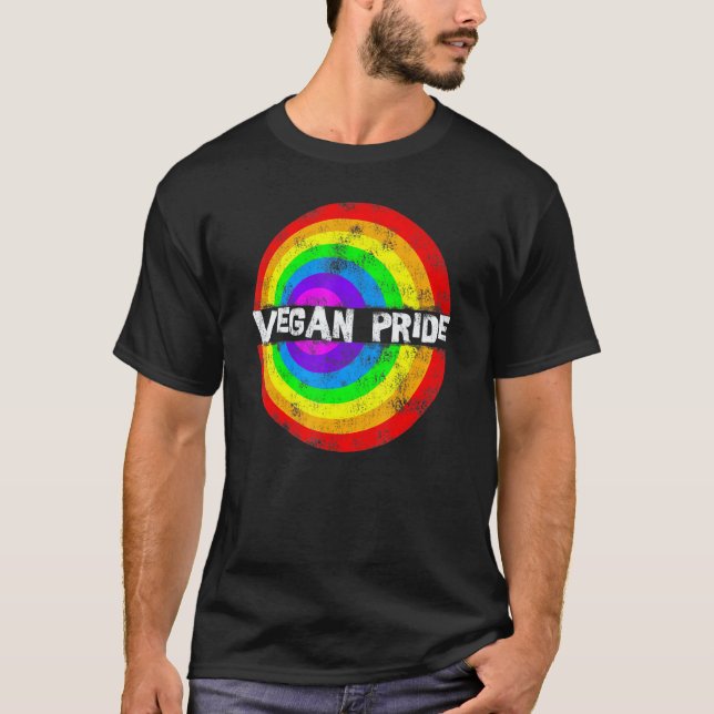 Vegan Pride Regnbågscirkel T Shirt (Framsida)