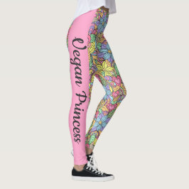 Vegan Princess färglös blommigt mandala Leggings