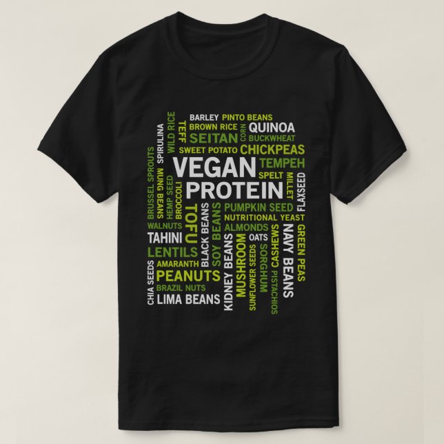 Vegan Protein Sources Ord Cloud Gym Workout T Shirt (Design framsida)