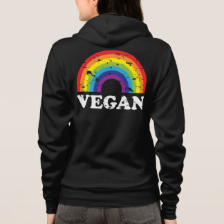 Vegan Rainbow Zip-Up Hoodie Tee Shirt