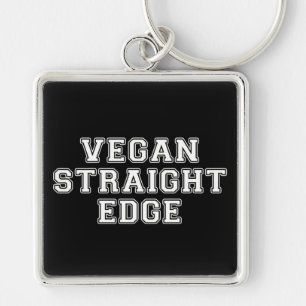 Vegan Raka Kant Fyrkantig Silverfärgad Nyckelring