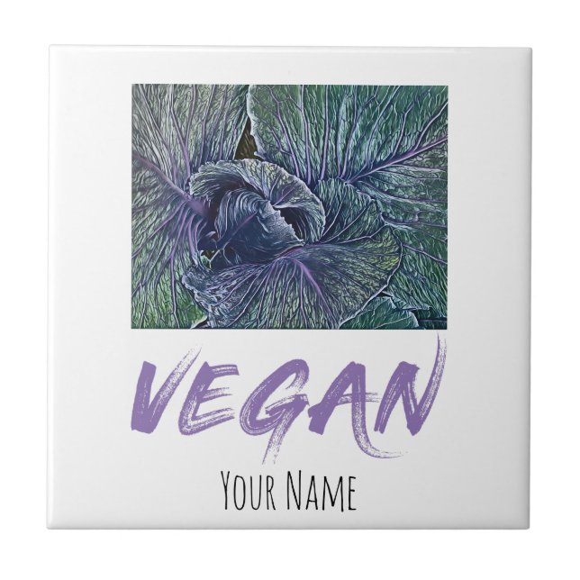 Vegan Red Cabbage-Vintage Kakelplatta (Framsidan)