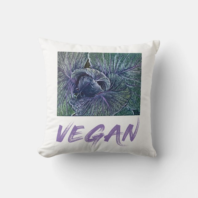 Vegan Red Cabbage-Vintage Kudde (Framsida)