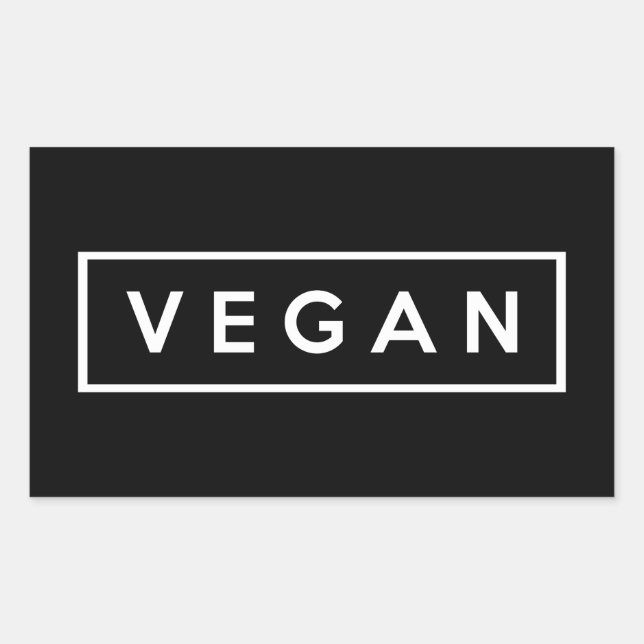 Vegan. Rektangulärt Klistermärke (Framsida)