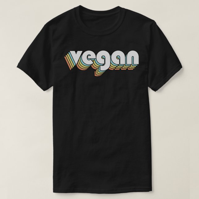 Vegan Retro Regbow Typography Faded Stil T Shirt (Design framsida)