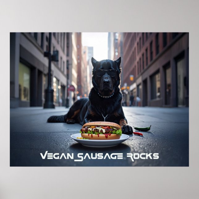 VEGAN SAUSAGE ROCKS - FUN POSTER (Framsidan)
