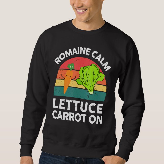 Vegan-Shirt Romaine Calm Lettuce Carrot On Funny G Lång Ärmad Tröja (Framsida)