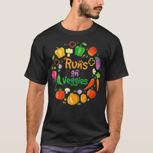 Vegan Springa på Veggies Vegetarian Vegetable Gift T Shirt (Framsida)