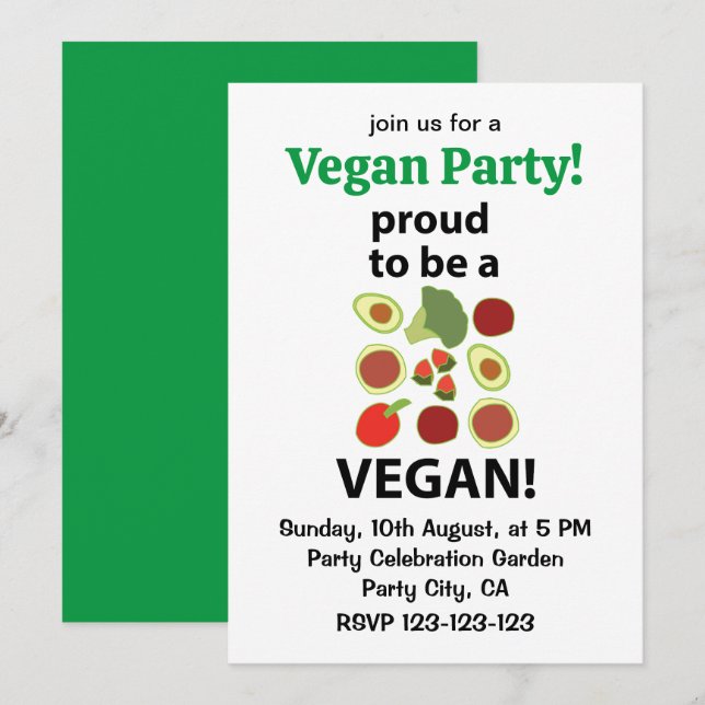 Vegan Stolt över att vara vegan Inbjudningar (Fram/baksida)