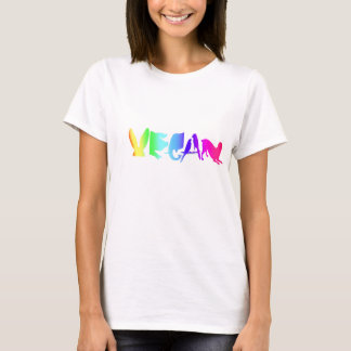 VEGAN SYMBOL RAINBOW PÅ KVINNORS LÅNGA TEE SHIRT