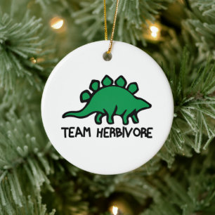 Vegan Team Herbivore Cute och Funny Dinosaur Julgransprydnad Keramik