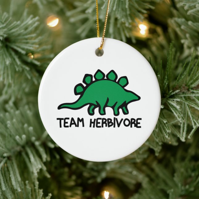 Vegan Team Herbivore Cute och Funny Dinosaur Julgransprydnad Keramik (Träd)