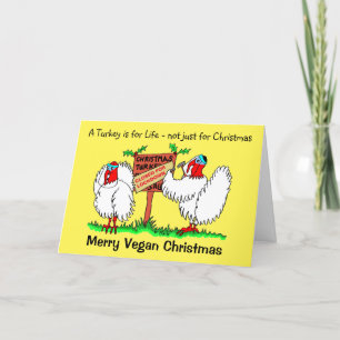 Vegan Tecknad Turkey - lås jul Helgkort
