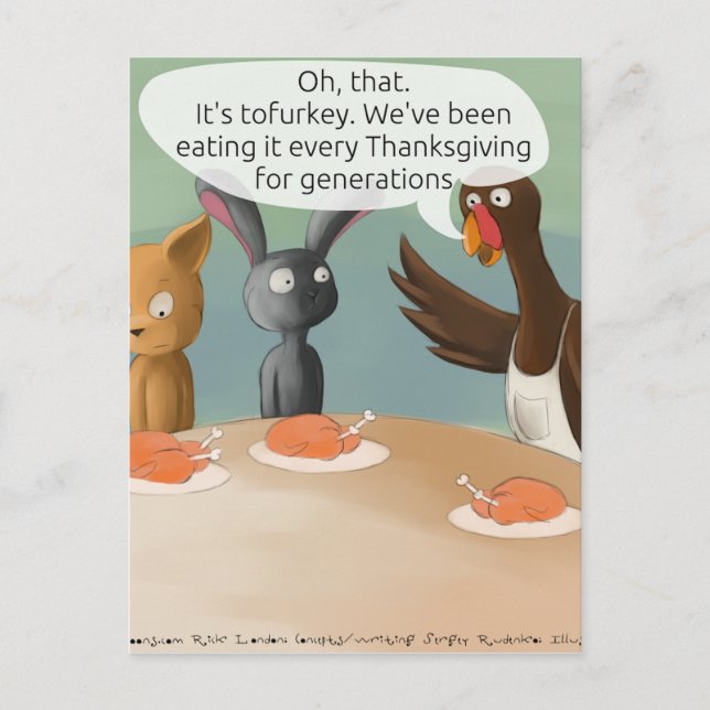 Vegan Thanksgiving Funny Helg Vykort (Framsida)