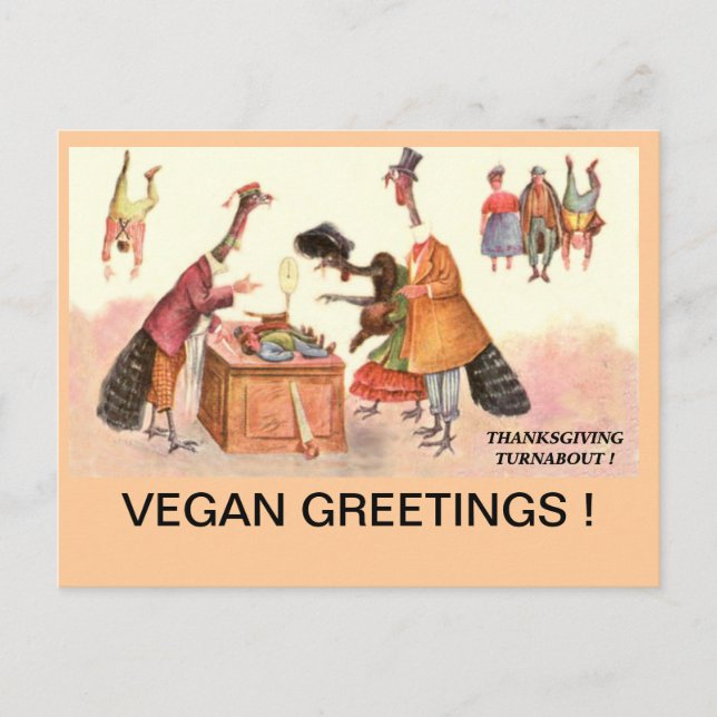 VEGAN THANKSGIVING-vykort Helg Vykort (Framsida)