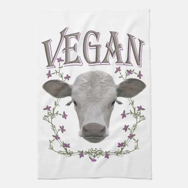 Vegan - Tiere wollen leben Kökshandduk (Vertikal)