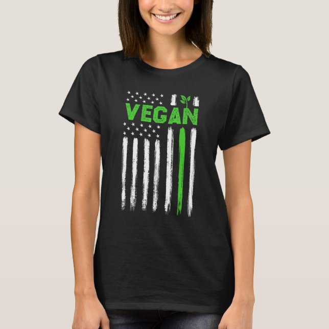 Vegan USA American Flag Vegetarian Farming Vegan 4 T Shirt (Framsida)