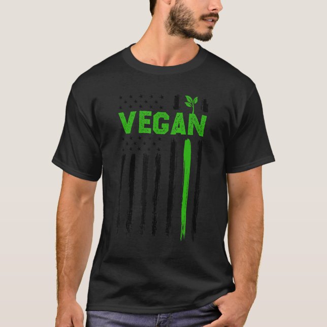 Vegan USA American Flag Vegetarian Farming Vegan 4 T Shirt (Framsida)