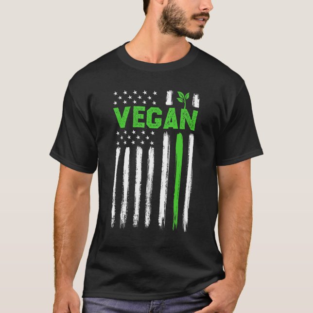 Vegan USA American Flag Vegetarian Farming Vegan 4 T Shirt (Framsida)