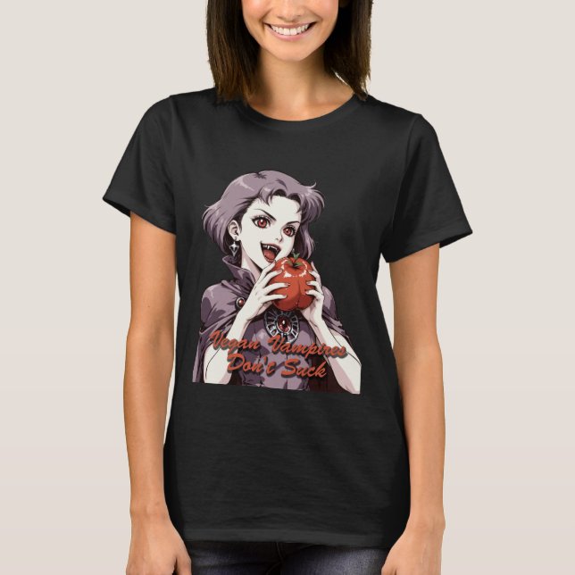 Vegan Vampire Funny Plant Based Apparel T Shirt (Framsida)