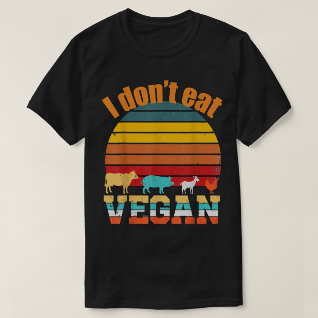 Vegan Vegetarian, jag äter inte djur för vegan, V T Shirt (Design framsida)