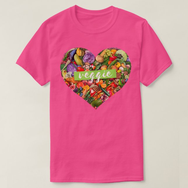 Vegan Veggie Animal Safety Heart Fruits and Vegeta T Shirt (Design framsida)