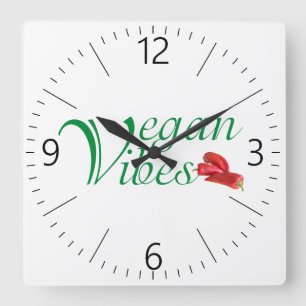 Vegan vibes fyrkantig klocka
