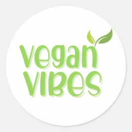Vegan Vibes Logotyp Classic Round Sticker Runt Klistermärke