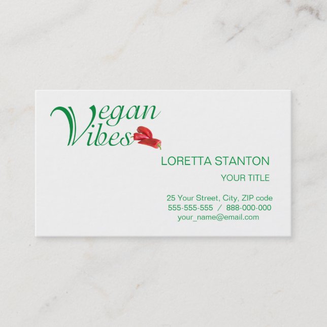 Vegan vibes visitkort (Framsida)
