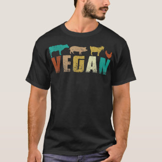 Vegan, Vintage Vegan Vegetarian Retro Stil T Shirt