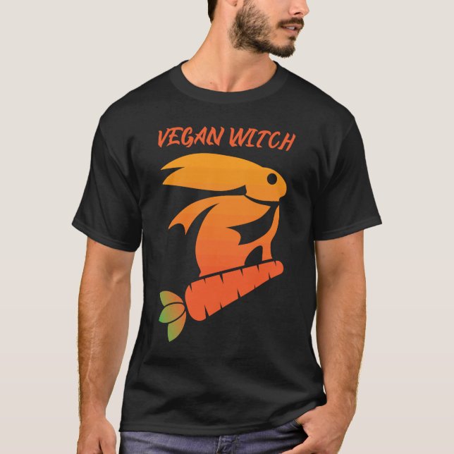 Vegan Witch Rabbit Carrot Animal Högers T Shirt (Framsida)