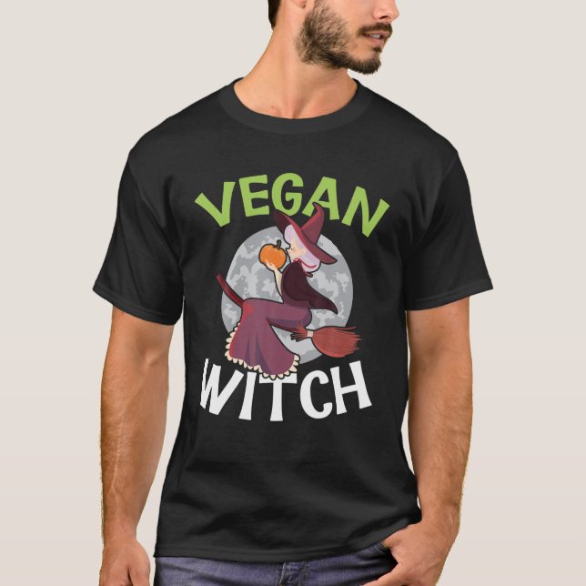 Vegan Witch Vegan Halloween Costume T Shirt (Framsida)