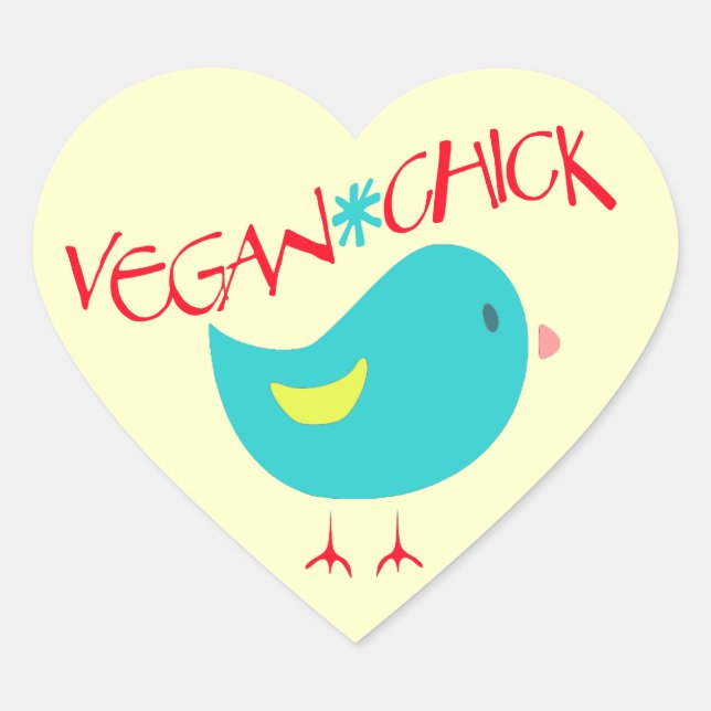 Veganchick Hjärtformat Klistermärke (Framsida)