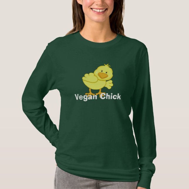 Veganchickkvinna T-tröja T Shirt (Framsida)