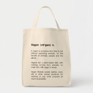 Vegandefinitionen hänger lös tygkasse