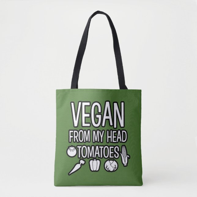 Veganen från min roliga toto för head tomater tygkasse (Framsida)